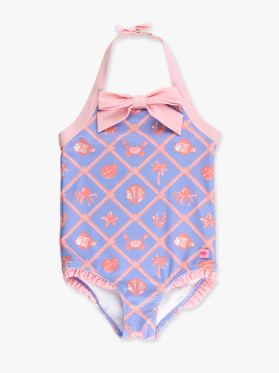 Tropical Trellis Halter Bathing Suit/RuffleButts