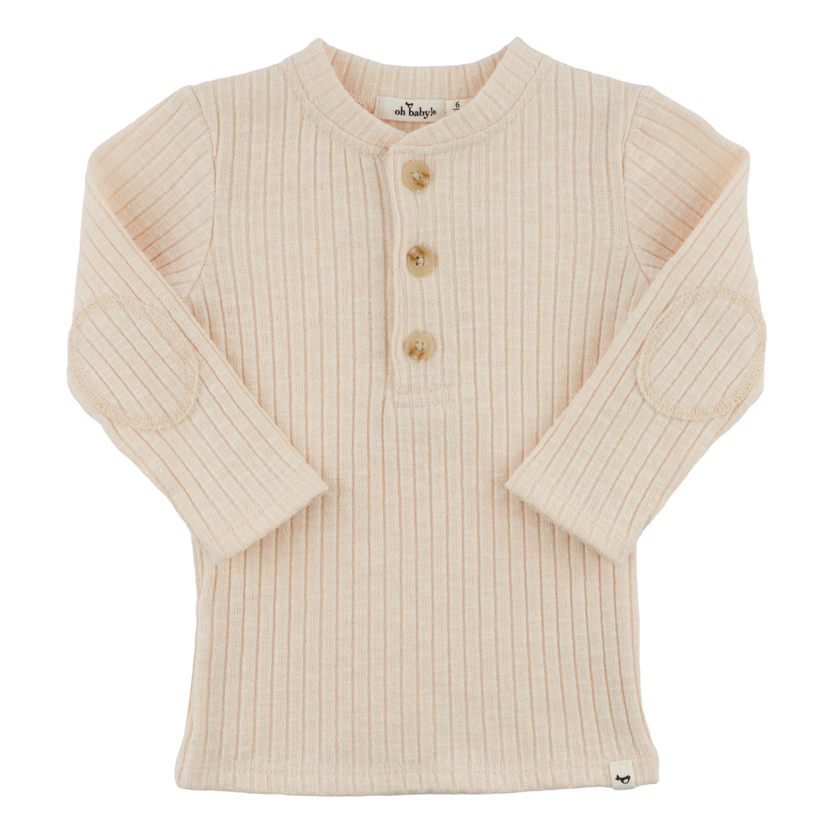 Wide Rib Elbow Patch Henley/Oh Baby