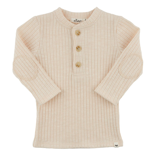 Wide Rib Elbow Patch Henley/Oh Baby